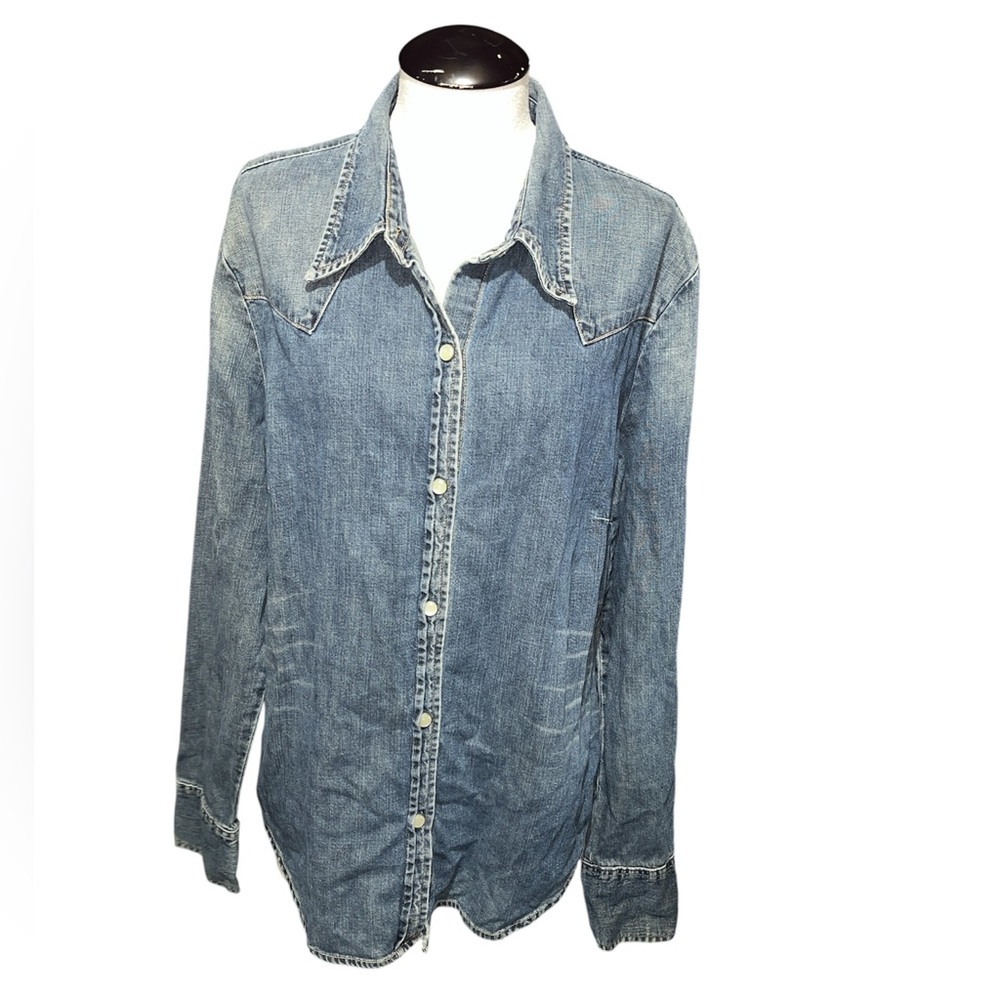 Vintage GAP western chambray button up rodeo country cowgirl denim fall large